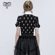 Load image into Gallery viewer, TT22202 Black And White Cross pattern Printed Short Sleeve T-Shirt