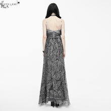 Load image into Gallery viewer, ESKT008 punk wedding branch embroidery smoky pattern sexy women silk chiffon halter dress