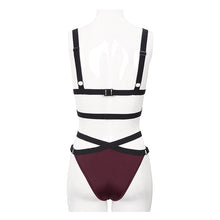 Load image into Gallery viewer, SST008 Burgundy Gothic Lace Swimsuit Set