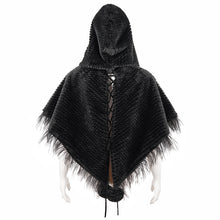 Load image into Gallery viewer, CA02501 Short dark grained plush hooded cloak