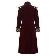 Load image into Gallery viewer, CT11802 western fashion noble party golden embroidery wine fleece men long coat