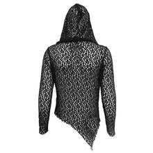 Load image into Gallery viewer, TT186 Punk Hooded Irregular Big Net T-shirt