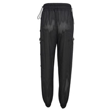 Load image into Gallery viewer, PT178 Women elastic waistband side slit mesh punk pencil pants