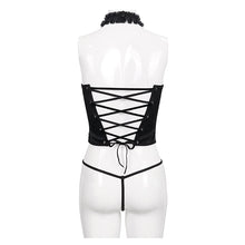 Load image into Gallery viewer, SX011 punk wild women patterned leather metallic sexy lingerie set with rivets