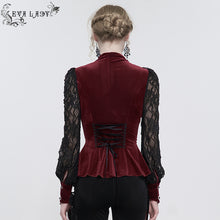 Load image into Gallery viewer, ESHT01502 red fringed iris mesh Goth Shirt