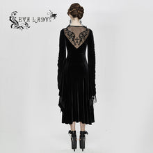 Load image into Gallery viewer, ESKT026 flocking pattern trumpet sleeve sexy ladies gothic party fitted velvet dress