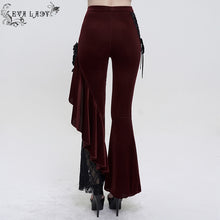 Load image into Gallery viewer, EPT01102 red Asymmetric Dark Pattern gothic women lace Flare Pants