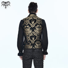 Load image into Gallery viewer, WT01301 Gothic fancy costume western style black and gold palace big flower men short vest