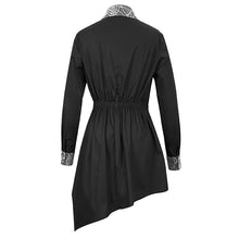 Load image into Gallery viewer, SHT07901 Black Asymmetric Belt Hip Covered blouse