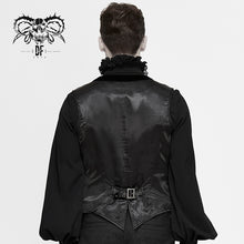 Load image into Gallery viewer, WT057 Gothic wedding bridegroom Napoleon collar pleated asymmetrical men black waistcoats
