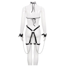 Load image into Gallery viewer, SX009 punk women Pentagram sexy belt underwear with t-back and leather handcuffs