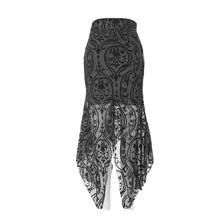 Load image into Gallery viewer, SKT097 daily life irregular hem court flocking printed mesh sexy ladies package hip fishtail skirt