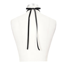 Load image into Gallery viewer, AS07301 black Gothic lace bow tie with diamonds