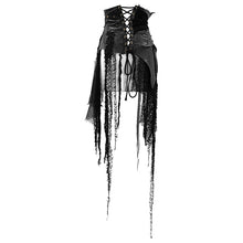 Load image into Gallery viewer, SKT105 brown asymmetry steampunk leather patchwork vintage distressed ladies belted half skirt
