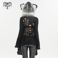 Load image into Gallery viewer, AS141 Black and White Long Hair Cat Ears Punk Hooded Scarf