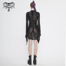 Load image into Gallery viewer, SKT104 Circuit diagram flocking printed flared sleeve dress