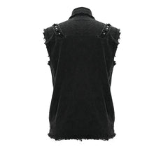 Load image into Gallery viewer, WT045 Summer worn out metallic bullet clip black punk rock sleeveless men shirts
