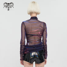 Load image into Gallery viewer, TT226 Color Changing Long Sleeve Asymmetric Mesh T-shirt