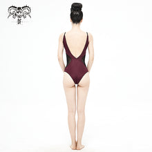 Load image into Gallery viewer, SST015 Chest hand-cranked gothic one-piece swimsuit