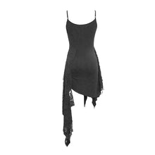Load image into Gallery viewer, SKT103 daily asymmetrical Punk black gray torn broken holes knitted women slip dress