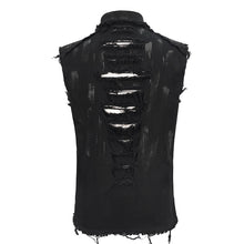 Load image into Gallery viewer, SHT094 black punk sleeveless men's tattered shirt