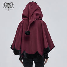 Load image into Gallery viewer, CA02802 wine double sided woolen contrast color shawl with fur