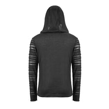 Load image into Gallery viewer, TT158 everyday wear men irregular striped patchwork punk bandage hooded top