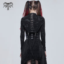 Load image into Gallery viewer, CA024 punk women black bone printed knitted shawl with straps