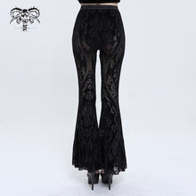 Load image into Gallery viewer, PT192 Gothic flocked pattern basic style flared trousers