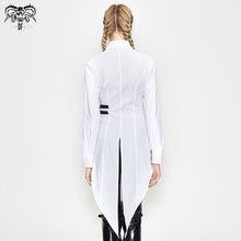 Load image into Gallery viewer, SHT037 everyday asymmetric white punk women cotton long blouse with dovetail