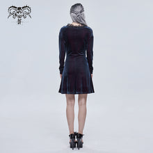 Load image into Gallery viewer, SKT141 daily life Black and red deep V neck sexy girls velvet loose lace belted dress