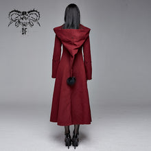 Load image into Gallery viewer, CT12602 daily life winter sexy women red gothic party woolen hooded long coat with fur