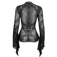 Load image into Gallery viewer, ETT026 Summer V neck flocked floral classic beauty sexy Gothic women top