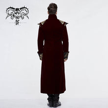 Load image into Gallery viewer, CT11802 western fashion noble party golden embroidery wine fleece men long coat