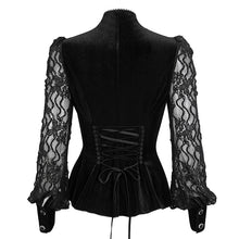Load image into Gallery viewer, ESHT01501 Black fringed iris mesh Goth Shirt