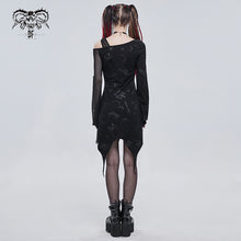 Load image into Gallery viewer, SKT134 Bone printing asymmetric off-the-shoulder dress