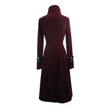 Load image into Gallery viewer, CT06102 black and red patchwork winter velveteen women long coats