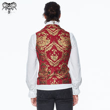 Load image into Gallery viewer, WT01303 devil fashion pirate costume Gothic patterned red and gold men short fitted waistcoats