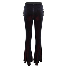Load image into Gallery viewer, EPT007 New arrival cutout crotch black and red sexy women velvet flared pants with lace