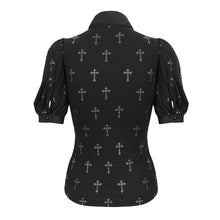 Load image into Gallery viewer, TT22201 Black Cross pattern Printed Short Sleeve T-Shirt