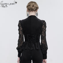 Load image into Gallery viewer, ESHT01501 Black fringed iris mesh Goth Shirt