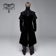 Load image into Gallery viewer, CT13401 Hand-embroidered cape collar black velveteen gothic coat for men