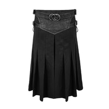 Load image into Gallery viewer, SKT108 punk metallic mist textured leather waistband dark grain pleated men kilts