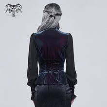 Load image into Gallery viewer, SHT074 Gothic high neck black and red blouse