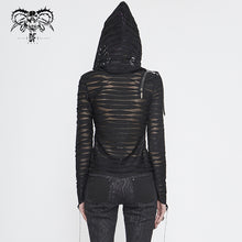 Load image into Gallery viewer, TT147 Two-wear basic hooded T-shirt with diagonal zipper
