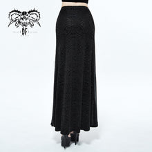 Load image into Gallery viewer, SKT068 Stretchy Gothic pattern cross shaped mesh splicing sexy ladies velvet long half skirt