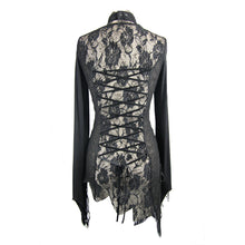 Load image into Gallery viewer, SR004 Autumn asymmetric woollen broken holes lace spliced sexy ladies gothic black sweater