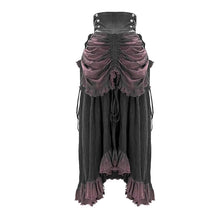 Load image into Gallery viewer, SKT094 festival costume Burgundy printed drawstring faded steampunk half skirt