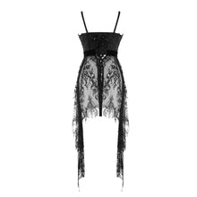 Load image into Gallery viewer, ESKT028 club versatile translucent sweep sexy ladies lace skirt with shoulder-straps