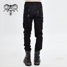 Load image into Gallery viewer, PT112 Devil fashion brand punk mecha hand painted slim black men trousers